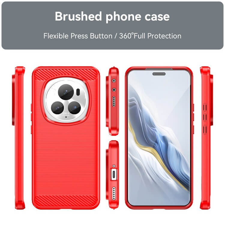 Противоударен Калъф за Honor Magic 6 Pro, Premium Carbon Case, Червен (8)