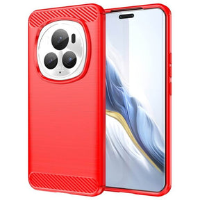 Противоударен Калъф за Honor Magic 6 Pro, Premium Carbon Case, Червен