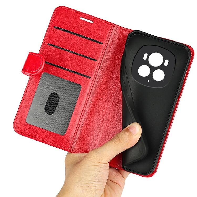 Кожен Калъф с Джобове за Honor Magic 6 Pro, Wallet Book Case, Червен (2)