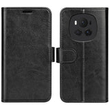 Кожен Калъф с Джобове за Honor Magic 6 Pro, Wallet Book Case, Черен