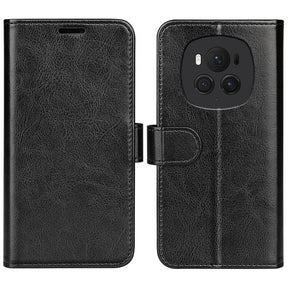 Кожен Калъф с Джобове за Honor Magic 6 Pro, Wallet Book Case, Черен