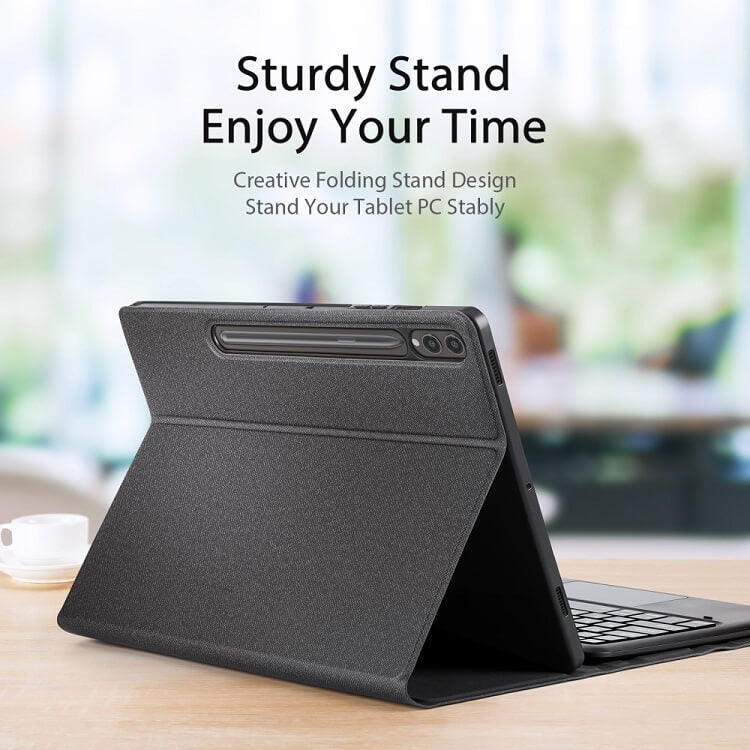 Калъф с Клавиатура за Samsung Tab S9 FE Plus, Dux Ducis Touchpad Keyboard Leather Case, Черен (2)