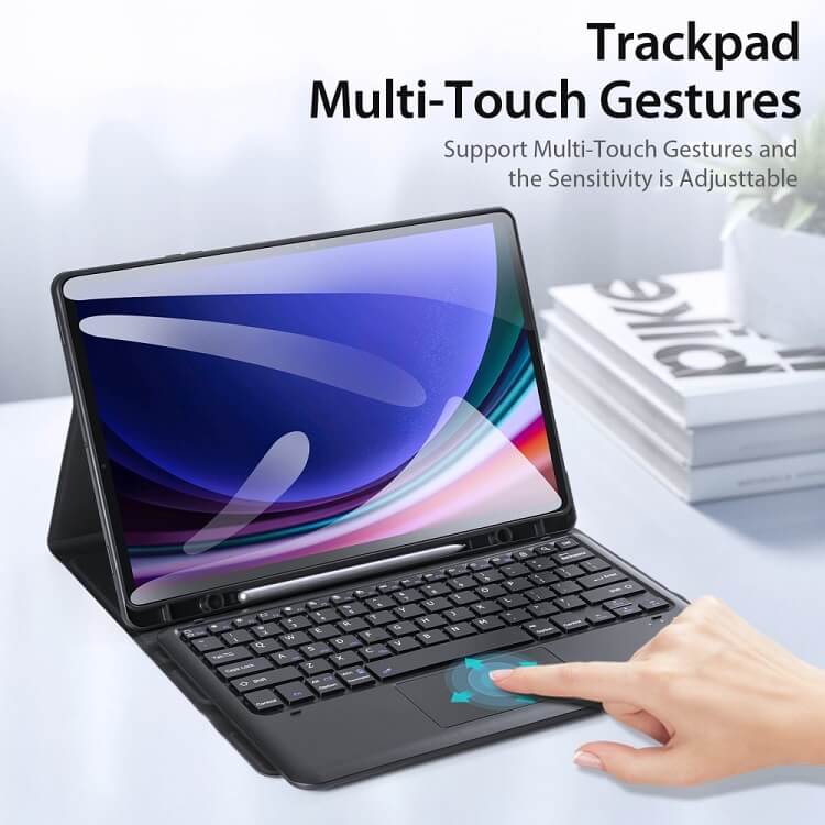 Калъф с Клавиатура за Samsung Tab S9 FE Plus, Dux Ducis Touchpad Keyboard Leather Case, Черен (6)