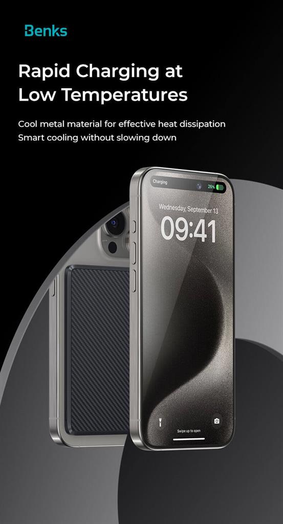 Magsafe Външна Батерия за iPhone, Benks Wireless ArmorGo 5000, Черен (10)
