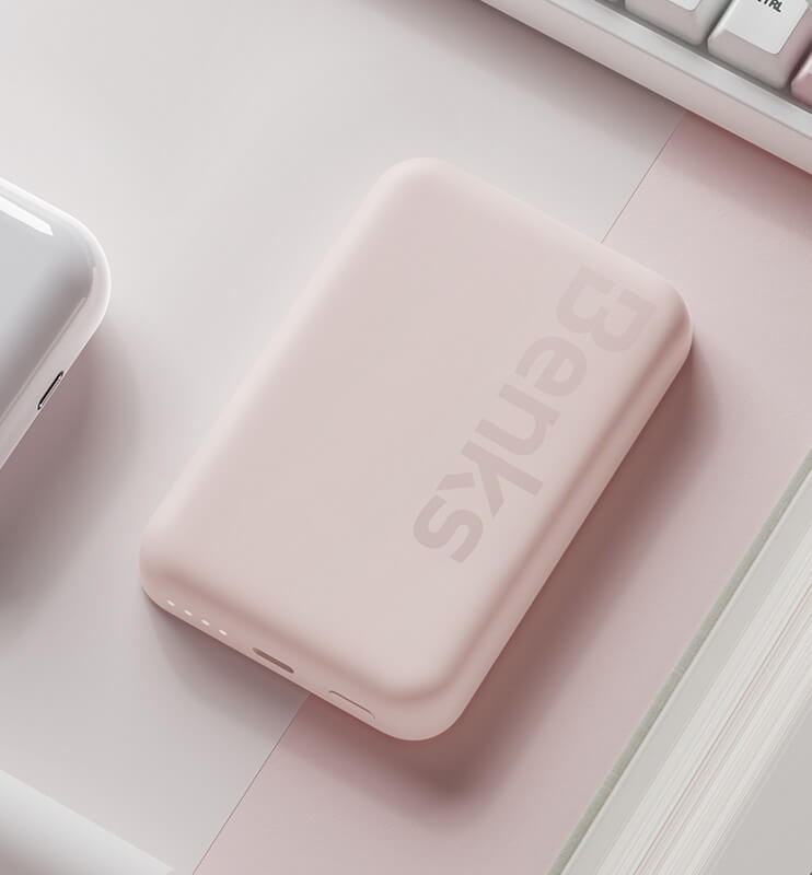 Magsafe Външна Батерия за iPhone, Benks MagClap JuicePod 6000, Розов (3)