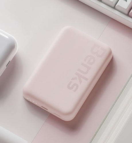 Magsafe Външна Батерия за iPhone, Benks MagClap JuicePod 6000, Розов (3)