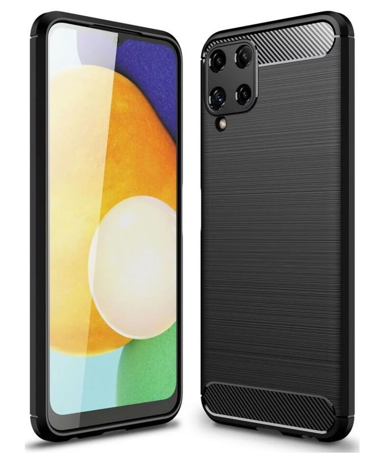 Противоударен Калъф за Samsung A22 4G, Tech-Protect Premium Carbon Case, Черен