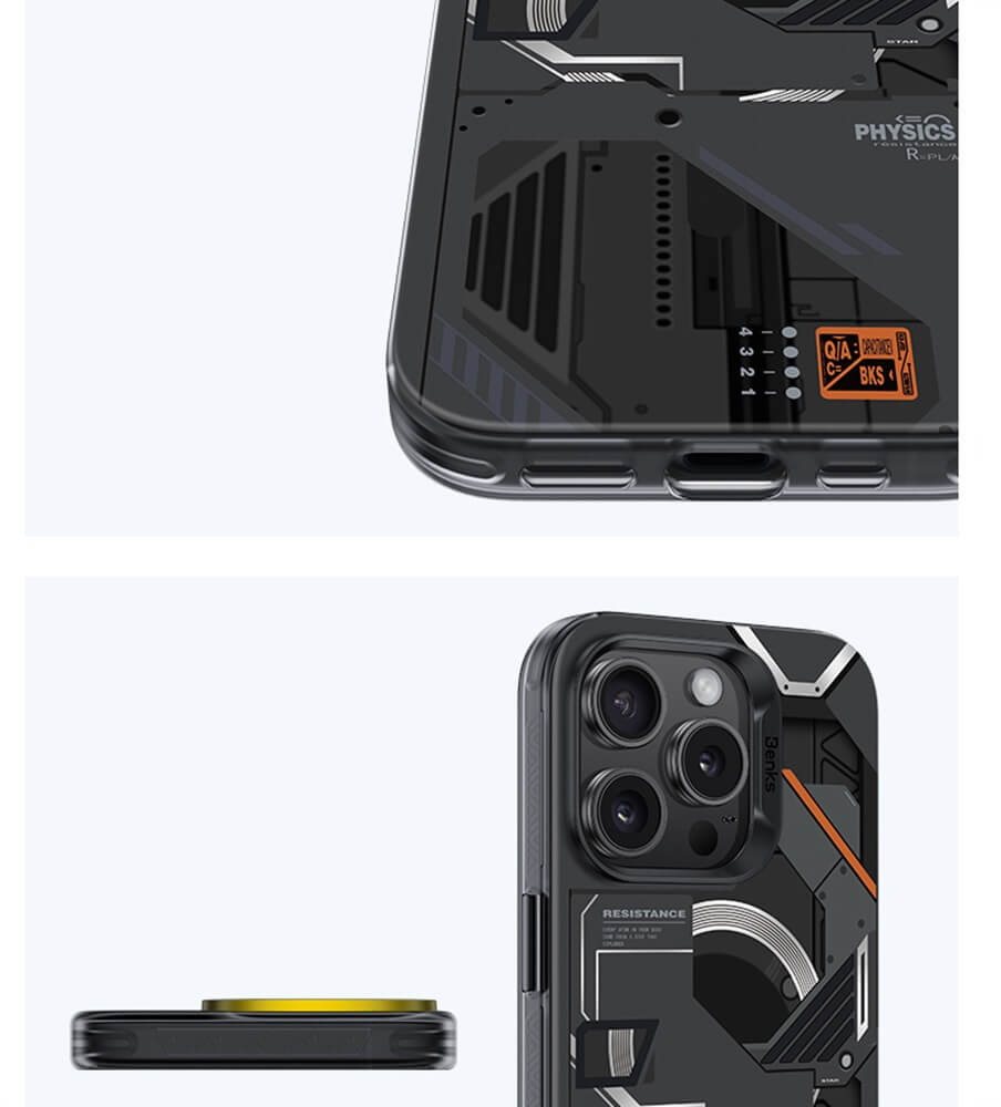Magsafe Калъф за iPhone 16 Pro, Benks Magnetic Mecha Case, Черен (4)