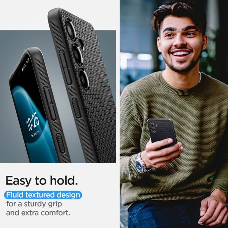 Противоударен Силиконов Калъф за Samsung S24 FE, Spigen Liquid Air Case, Черен (8)