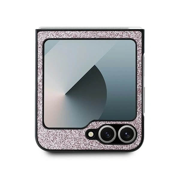 Блестящ Калъф за Samsung Z Flip 7 FE/Z Flip 6, Guess Glitter Script Case, Розов (6)