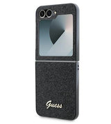 Блестящ Калъф за Samsung Z Flip 7 FE/Z Flip 6, Guess Glitter Script Case, Черен (2)