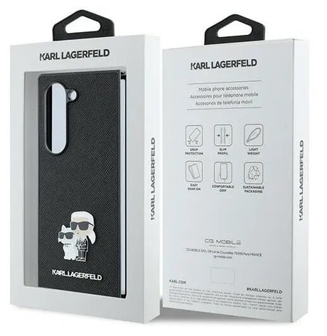 Калъф за Samsung Z Fold 6, Karl Lagerfeld Saffiano Metal PIN Case, Черен (7)
