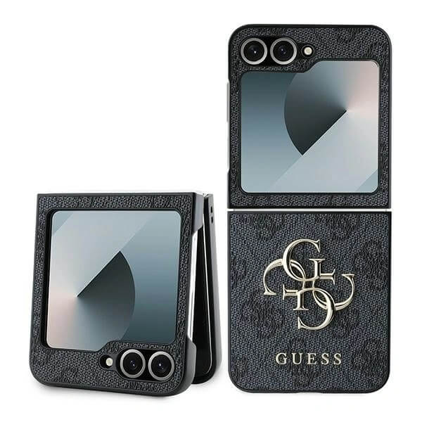 Кожен Калъф за Samsung Z Flip 7 FE/Z Flip 6, Guess Leather 4G Metal Logo Case, Черен (3)