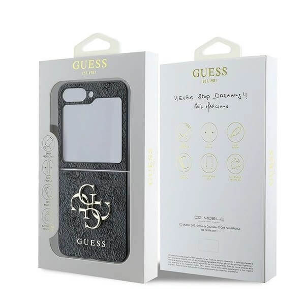 Кожен Калъф за Samsung Z Flip 7 FE/Z Flip 6, Guess Leather 4G Metal Logo Case, Черен (8)
