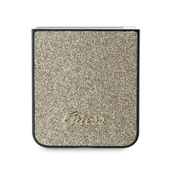 Блестящ Калъф за Samsung Z Flip 7 FE/Z Flip 6, Guess Glitter Script Case, Златист (4)