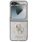 Кожен Калъф за Samsung Z Flip 7 FE/Z Flip 6, Guess Leather 4G Metal Logo Case, Розов
