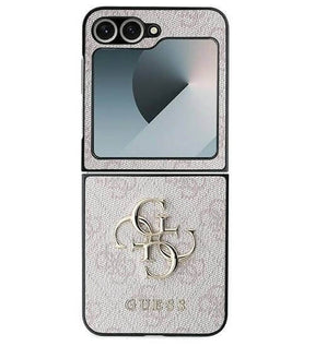 Кожен Калъф за Samsung Z Flip 7 FE/Z Flip 6, Guess Leather 4G Metal Logo Case, Розов