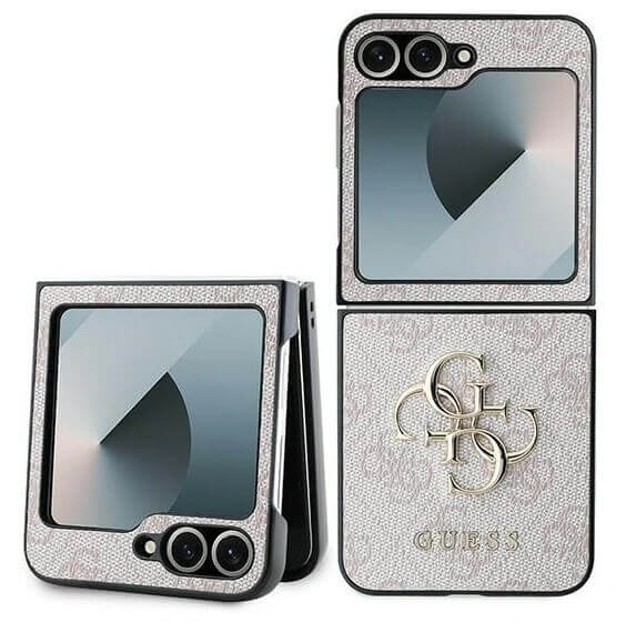 Кожен Калъф за Samsung Z Flip 7 FE/Z Flip 6, Guess Leather 4G Metal Logo Case, Розов (3)