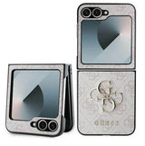 Кожен Калъф за Samsung Z Flip 7 FE/Z Flip 6, Guess Leather 4G Metal Logo Case, Розов (3)