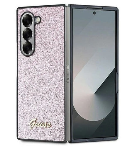 Блестящ Калъф за Samsung Z Fold 6, Guess Glitter Script Case, Розов