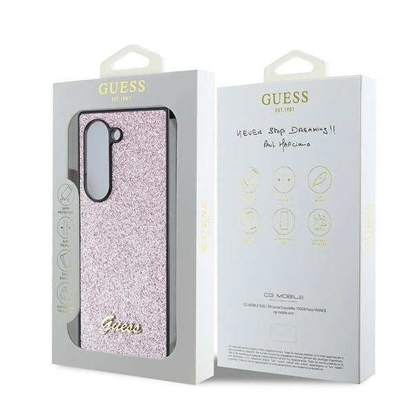 Блестящ Калъф за Samsung Z Fold 6, Guess Glitter Script Case, Розов (7)