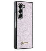 Блестящ Калъф за Samsung Z Fold 6, Guess Glitter Script Case, Розов (2)