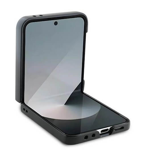 Кожен Калъф за Samsung Z Flip 7 FE/Z Flip 6, Karl Lagerfeld Saffiano Metal PIN Case, Черен (5)