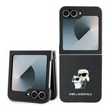 Кожен Калъф за Samsung Z Flip 7 FE/Z Flip 6, Karl Lagerfeld Saffiano Metal PIN Case, Черен (3)
