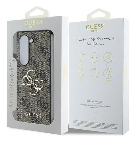 Кожен Калъф за Samsung Z Fold 6, Guess Leather 4G Metal Logo Case, Кафяв (7)
