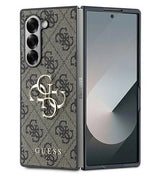 Кожен Калъф за Samsung Z Fold 6, Guess Leather 4G Metal Logo Case, Кафяв