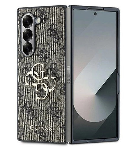 Кожен Калъф за Samsung Z Fold 6, Guess Leather 4G Metal Logo Case, Кафяв