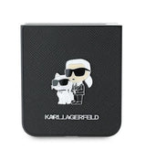 Кожен Калъф за Samsung Z Flip 7 FE/Z Flip 6, Karl Lagerfeld Saffiano Metal PIN Case, Черен (4)