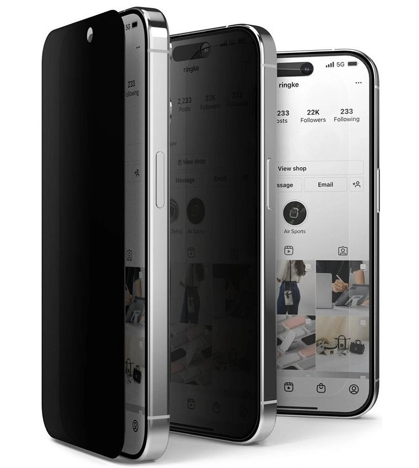 Затъмняващ Протектор за iPhone 15 Pro Max, Ringke Privacy Tempered Glass, Черен (2)