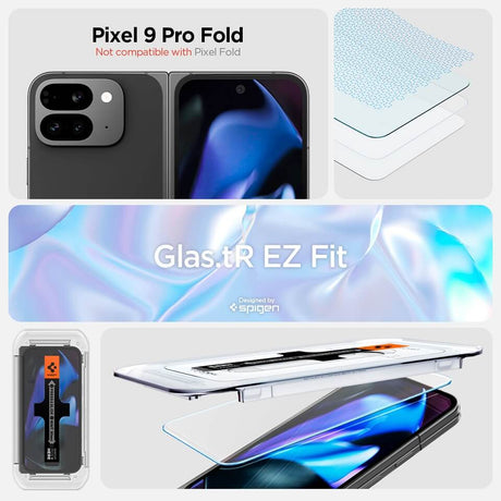 Протектор за Външния Дисплей за Google Pixel 9 Pro Fold, Spigen EZ Fit Glass 2бр., Прозрачен (5)