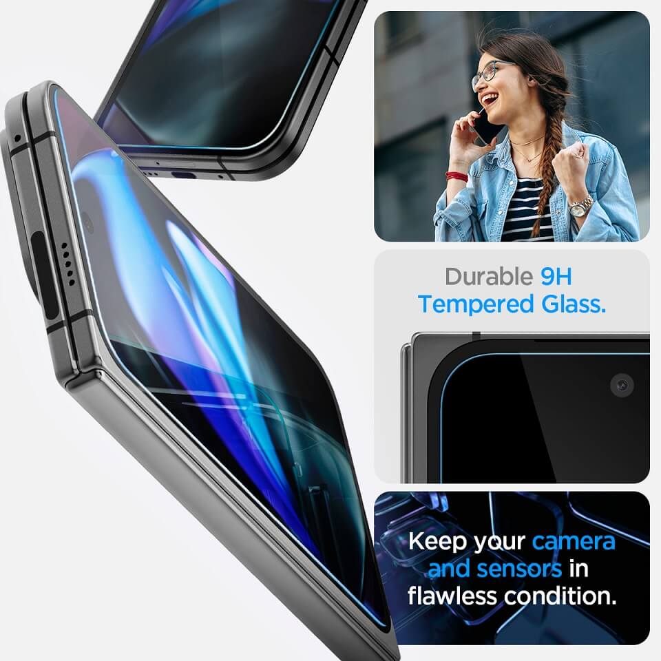 Протектор за Външния Дисплей за Google Pixel 9 Pro Fold, Spigen EZ Fit Glass 2бр., Прозрачен (7)