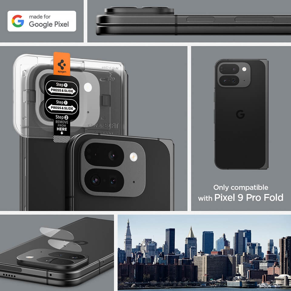 Протектор за Камерата на Google Pixel 9 Pro Fold, Spigen EZ Fit Cam Glass 2бр., Прозрачен (6)