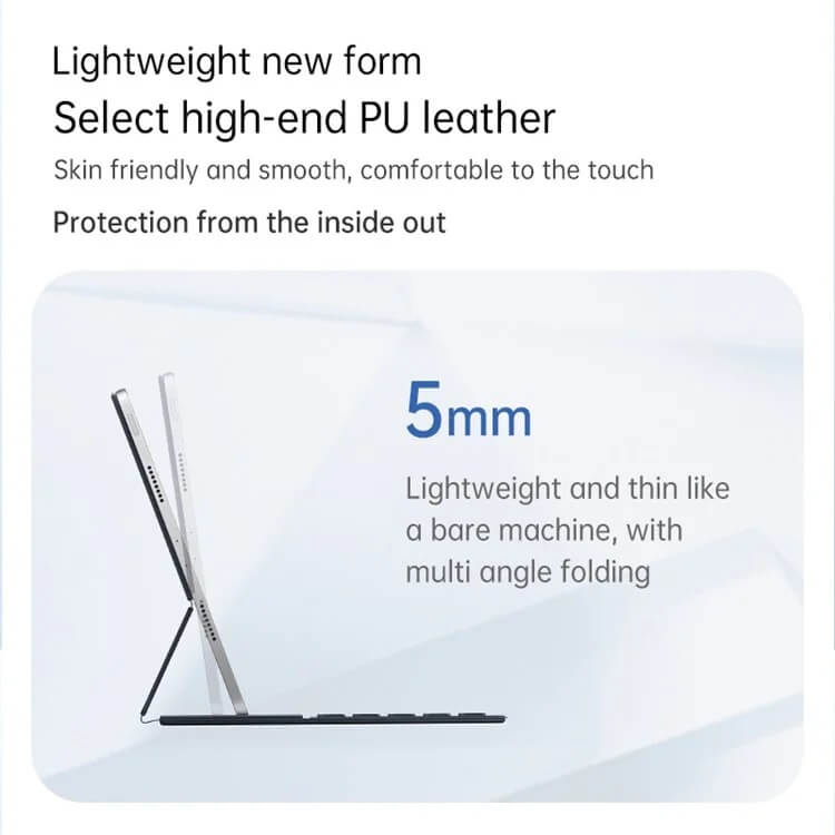 Калъф с Клавиатура за iPad Pro 11, Smart Magnetic Keyboard Folio Case, Сив (5)