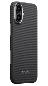 Magsafe Калъф за iPhone 16, Pitaka Edge Case Black-Grey Twill, Черен