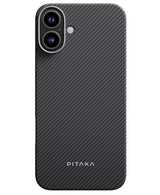 Magsafe Калъф за iPhone 16, Pitaka Edge Case Black-Grey Twill, Черен (2)