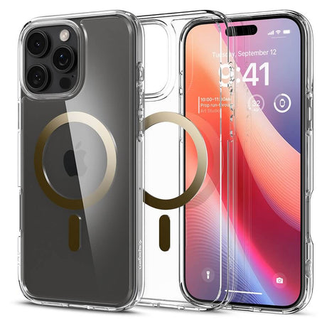 Magsafe Противоударен Калъф за iPhone 16 Pro Max, Spigen Ultra Hybrid Case, Златист (3)