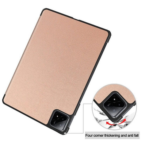 Калъф за Xiaomi Pad 6s Pro 12.4", Tri-Fold Leather Case, Златист (7)
