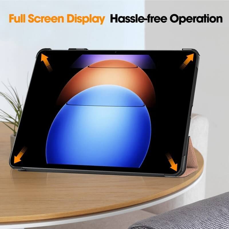 Калъф за Xiaomi Pad 6s Pro 12.4", Tri-Fold Leather Case, Златист (6)