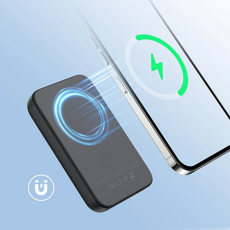 Magsafe Външна Батерия за iPhone, Joyroom Mini Power Bank 10000mAh, Черен (3)