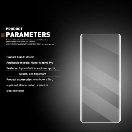 Стъклен Протектор с UV лепило за Honor Magic 6 Pro, Mocolo UV 3D Glass, Прозрачен (6)