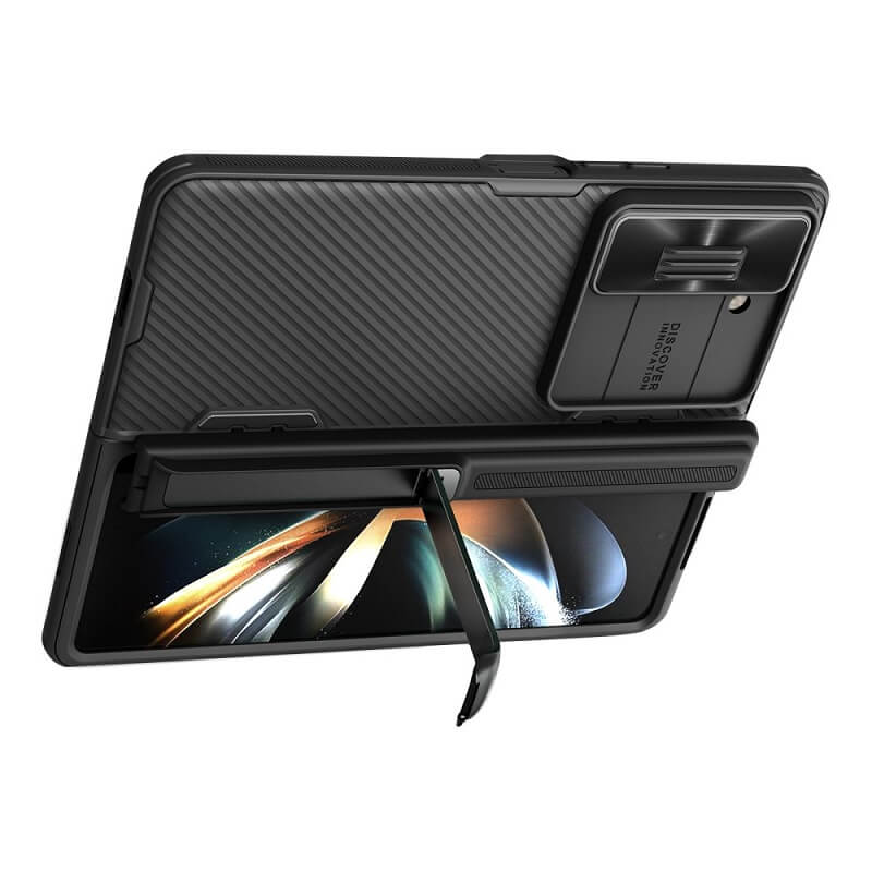 Противоударен Калъф за Samsung Z Fold 5, Nillkin CamShield Stand Case, Черен (3)
