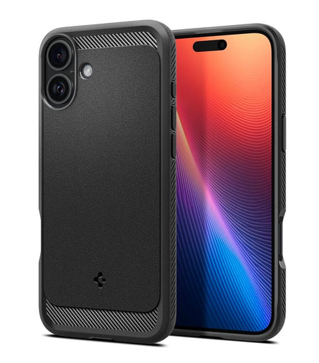 MagSafe Противоударен Калъф за iPhone 16, Spigen Rugged Armor Case, Черен