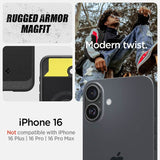 MagSafe Противоударен Калъф за iPhone 16, Spigen Rugged Armor Case, Черен (8)