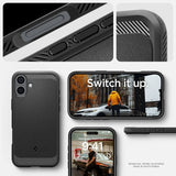 MagSafe Противоударен Калъф за iPhone 16, Spigen Rugged Armor Case, Черен (10)