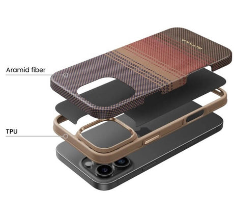 Magsafe Калъф за iPhone 16 Pro Max, Pitaka Military-Grade Protective Sunset Case, Кафяв (8)