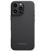 Magsafe Калъф за iPhone 16 Pro Max, Pitaka Military-Grade Protective Black-Grey Twill Case, Черен